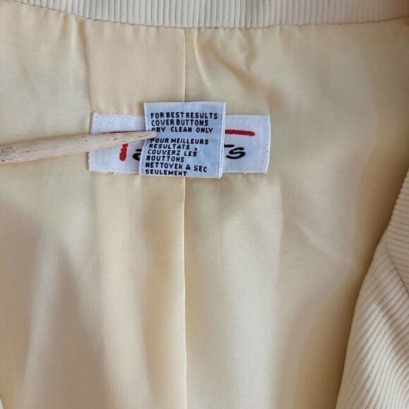 Talbots 100% Silk Rich Elegant Creamy Yellow Blazer Jacket 10W Lined Long Sleeve - Picture 9 of 16